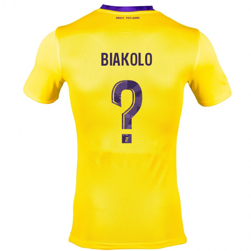 Danxen Kinderen Tony Biakolo #0 Geel Paars Uitshirt Uittenue 2024/25 T-Shirt