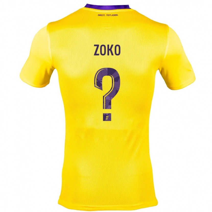 Danxen Kinderen Nathan Zoko #0 Geel Paars Uitshirt Uittenue 2024/25 T-Shirt