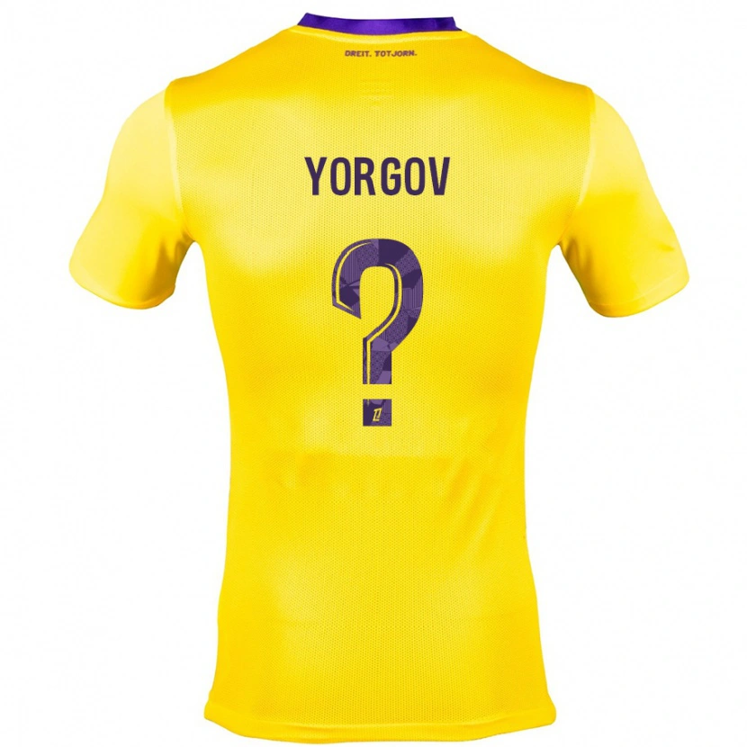 Danxen Kinderen Aleksandar Yorgov #0 Geel Paars Uitshirt Uittenue 2024/25 T-Shirt