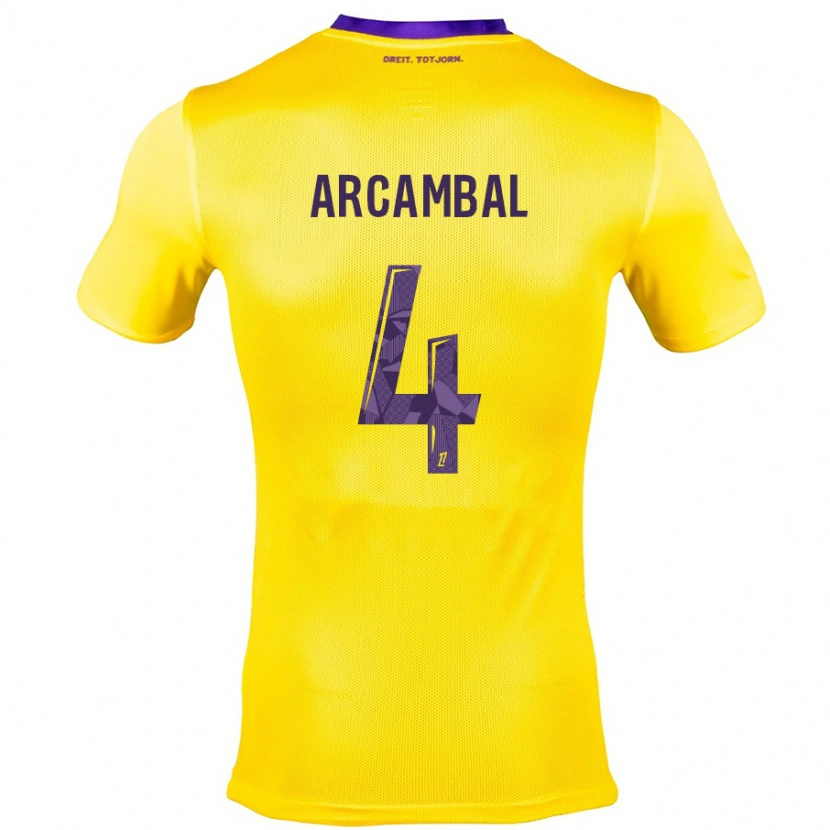 Danxen Kinderen Anais Arcambal #4 Geel Paars Uitshirt Uittenue 2024/25 T-Shirt