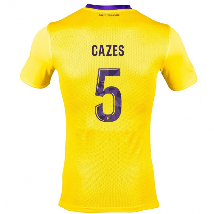 Danxen Kinderen Manon Cazes #5 Geel Paars Uitshirt Uittenue 2024/25 T-Shirt