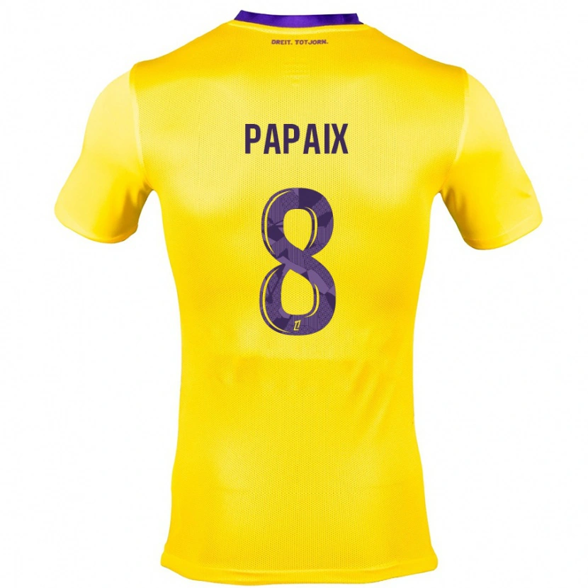 Danxen Kinderen Pauline Papaix #8 Geel Paars Uitshirt Uittenue 2024/25 T-Shirt