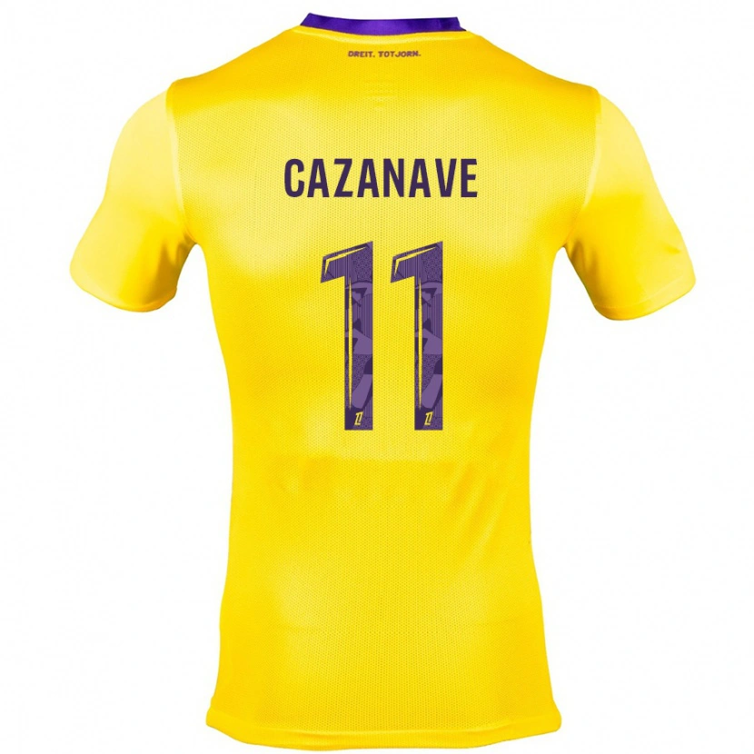 Danxen Kinderen Julie Cazanave #11 Geel Paars Uitshirt Uittenue 2024/25 T-Shirt