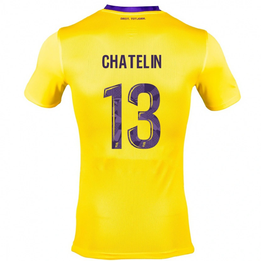 Danxen Kinderen Delphin Chatelin #13 Geel Paars Uitshirt Uittenue 2024/25 T-Shirt