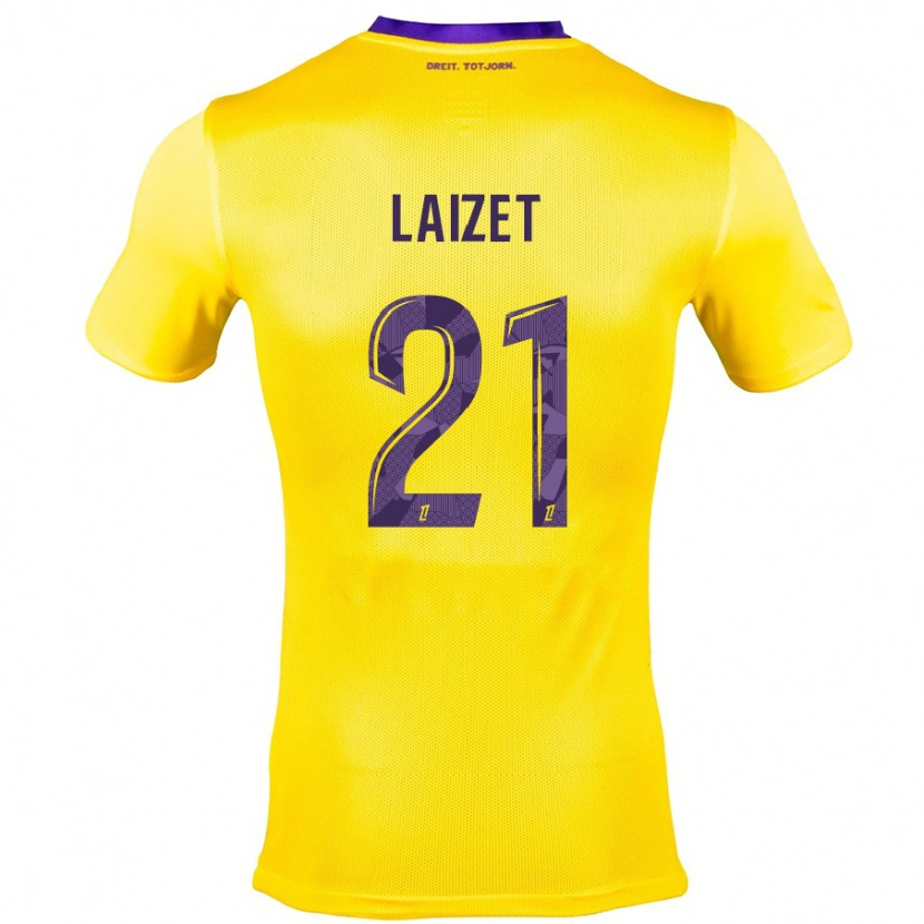 Danxen Kinderen Emma Laizet #21 Geel Paars Uitshirt Uittenue 2024/25 T-Shirt