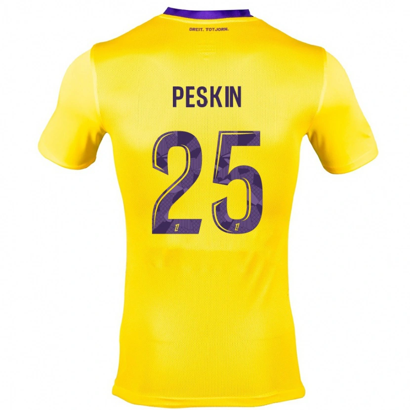 Danxen Kinderen Kelso Peskin #25 Geel Paars Uitshirt Uittenue 2024/25 T-Shirt