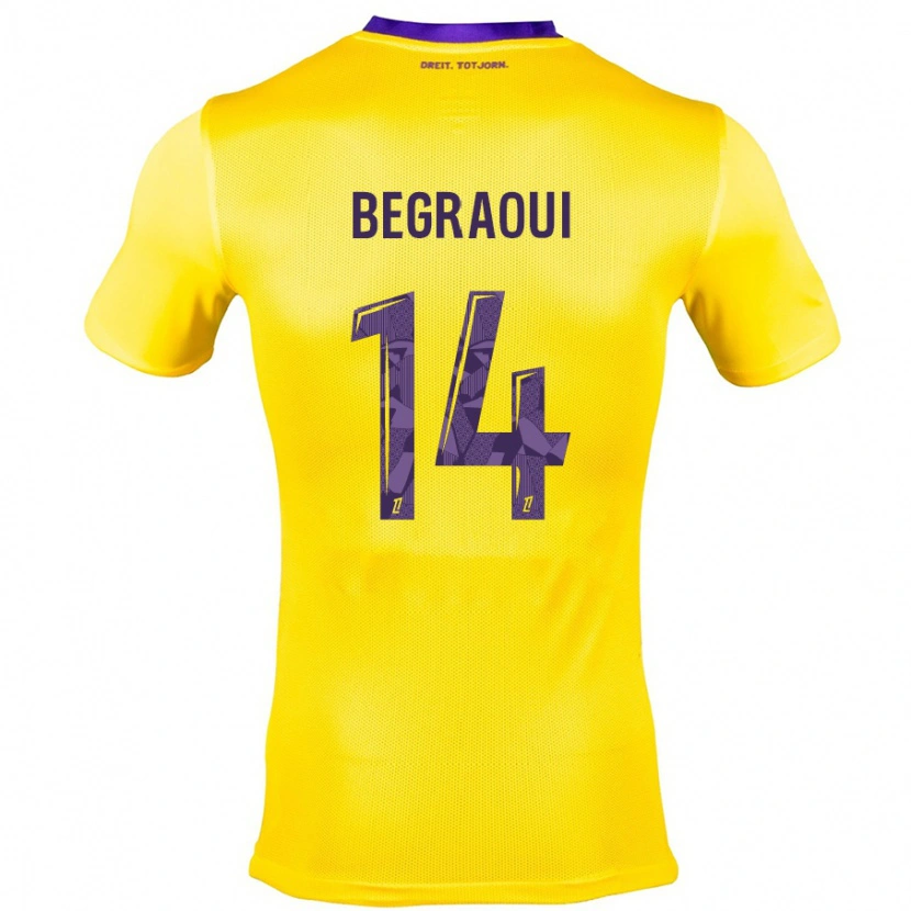 Danxen Kinderen Yanis Begraoui #14 Geel Paars Uitshirt Uittenue 2024/25 T-Shirt