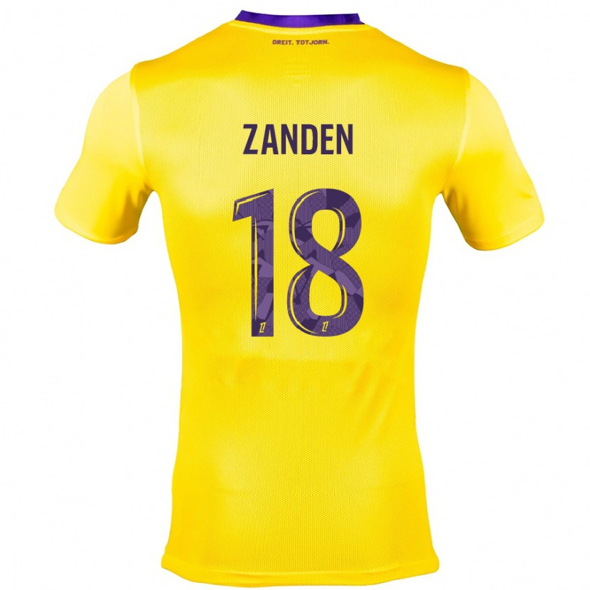 Danxen Kinderen Oliver Zandén #18 Geel Paars Uitshirt Uittenue 2024/25 T-Shirt