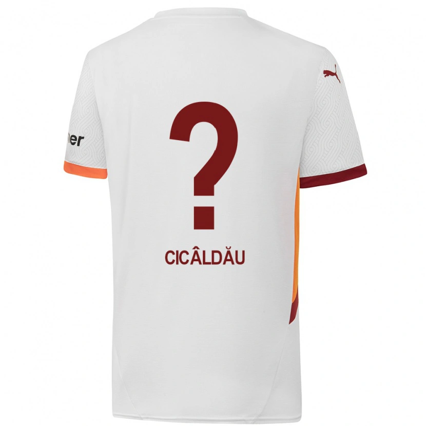 Danxen Kinderen Alexandru Cicâldău #0 Wit Geel Rood Uitshirt Uittenue 2024/25 T-Shirt