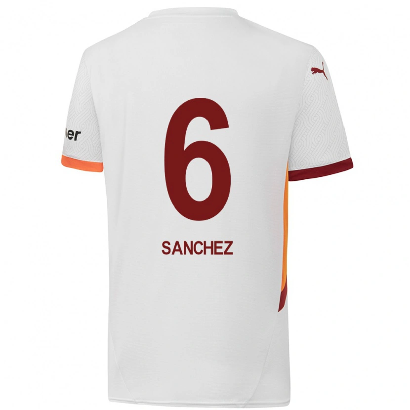 Danxen Kinderen Davinson Sánchez #6 Wit Geel Rood Uitshirt Uittenue 2024/25 T-Shirt