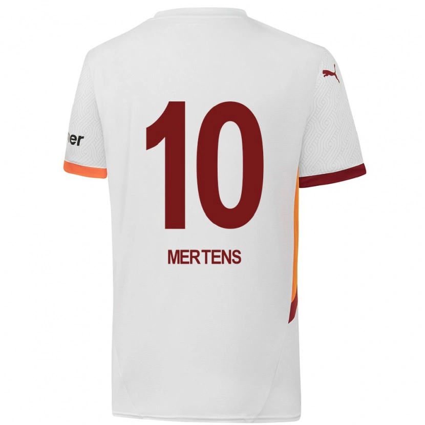 Danxen Kinderen Dries Mertens #10 Wit Geel Rood Uitshirt Uittenue 2024/25 T-Shirt