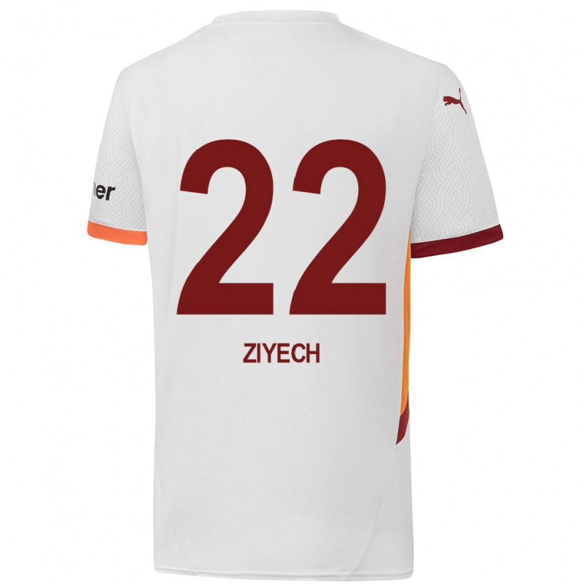 Danxen Kinderen Hakim Ziyech #22 Wit Geel Rood Uitshirt Uittenue 2024/25 T-Shirt