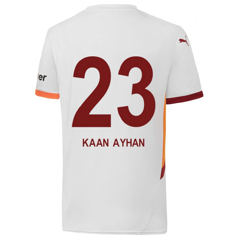 Danxen Kinderen Kaan Ayhan #23 Wit Geel Rood Uitshirt Uittenue 2024/25 T-Shirt