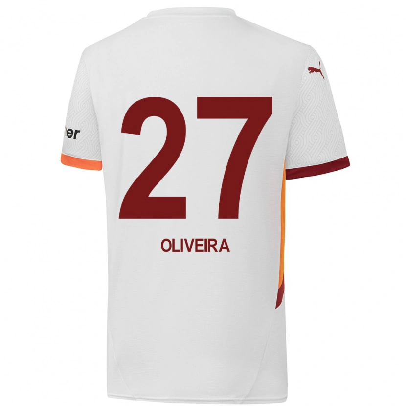 Danxen Kinderen Sérgio Oliveira #27 Wit Geel Rood Uitshirt Uittenue 2024/25 T-Shirt