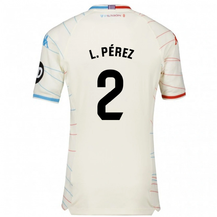 Danxen Kinderen Luis Pérez #2 Wit Rood Blauw Uitshirt Uittenue 2024/25 T-Shirt