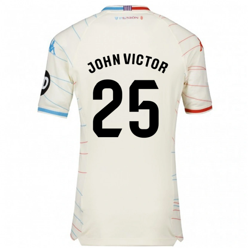 Danxen Kinderen John Victor #25 Wit Rood Blauw Uitshirt Uittenue 2024/25 T-Shirt