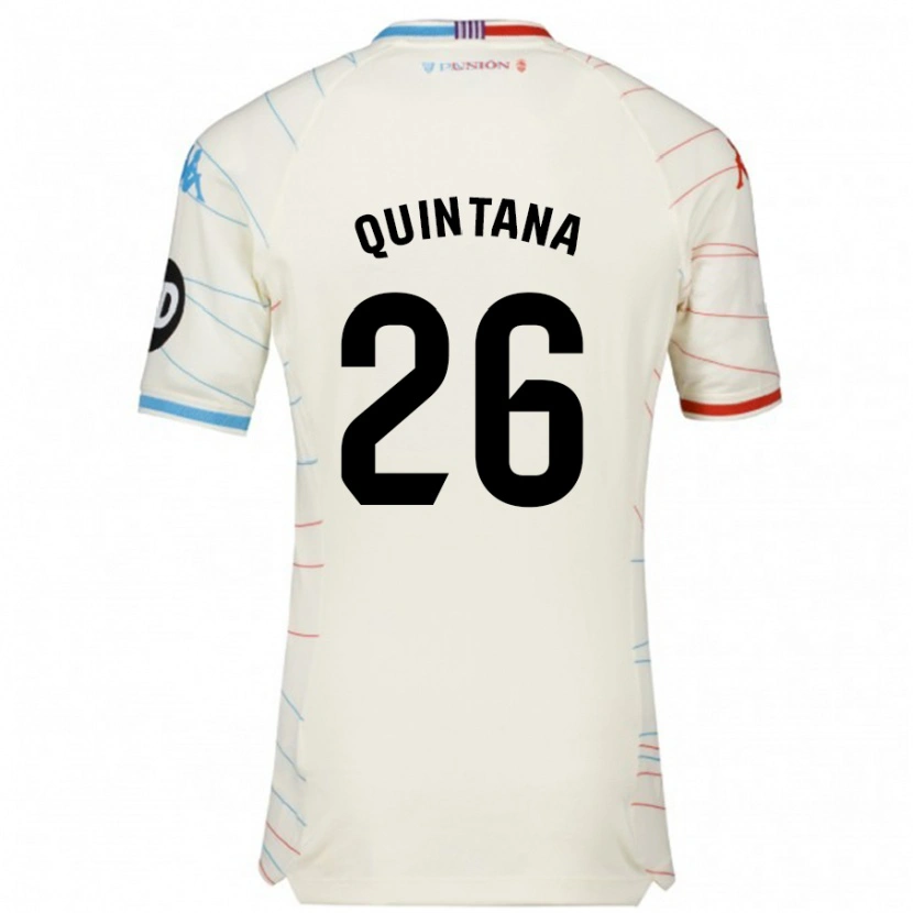 Danxen Kinderen Alberto Quintana #26 Wit Rood Blauw Uitshirt Uittenue 2024/25 T-Shirt