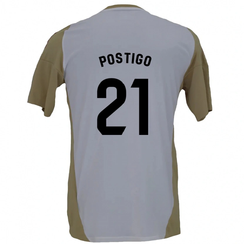 Danxen Kinderen Sergio Postigo #21 Bruin Wit Uitshirt Uittenue 2024/25 T-Shirt