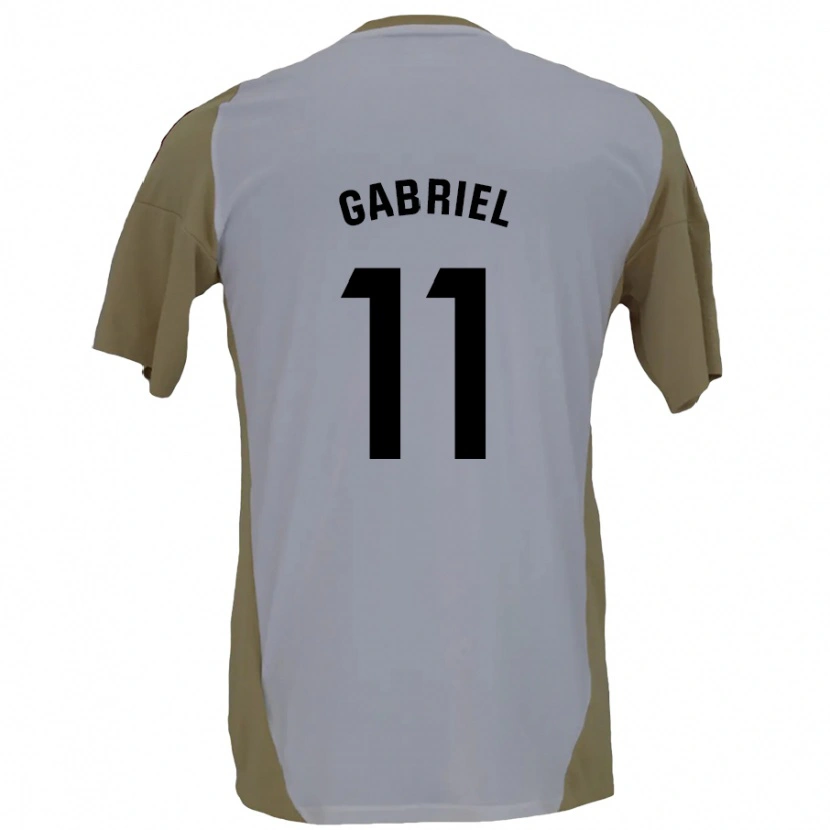 Danxen Kinderen Sergio Gabriel #11 Bruin Wit Uitshirt Uittenue 2024/25 T-Shirt