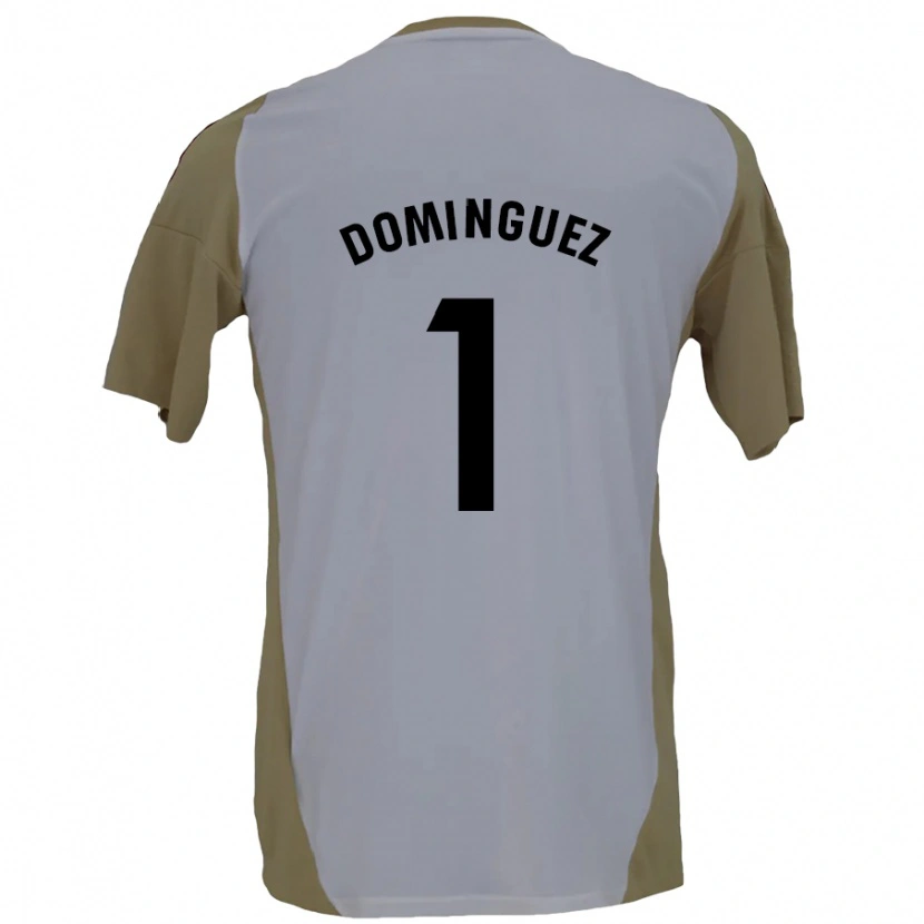 Danxen Kinderen Iago Domínguez #1 Bruin Wit Uitshirt Uittenue 2024/25 T-Shirt