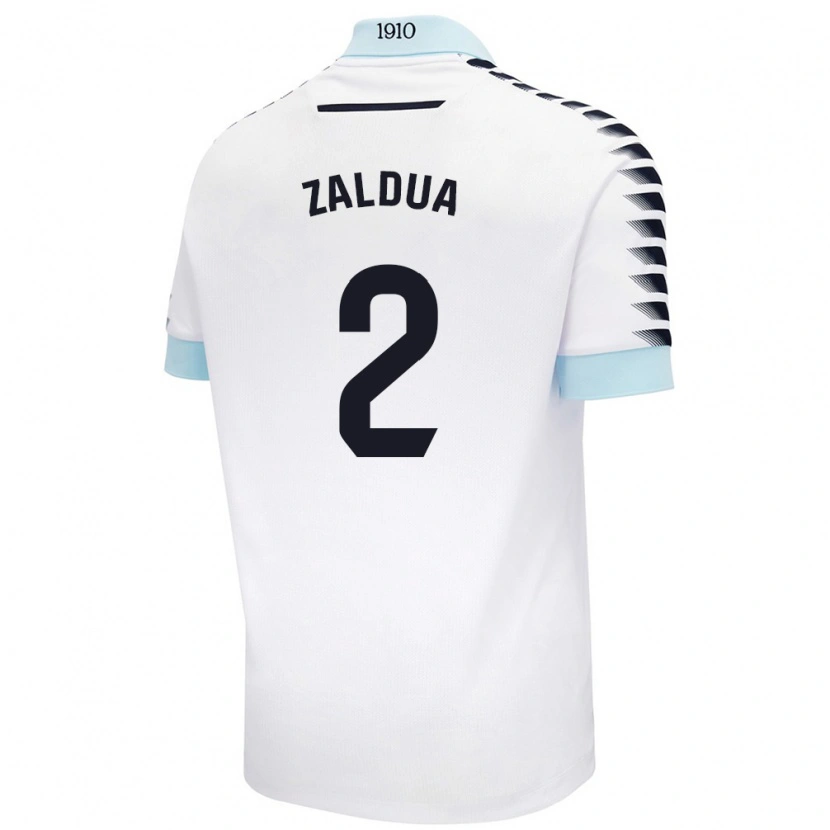 Danxen Kinderen Joseba Zaldua #2 Wit Blauw Uitshirt Uittenue 2024/25 T-Shirt