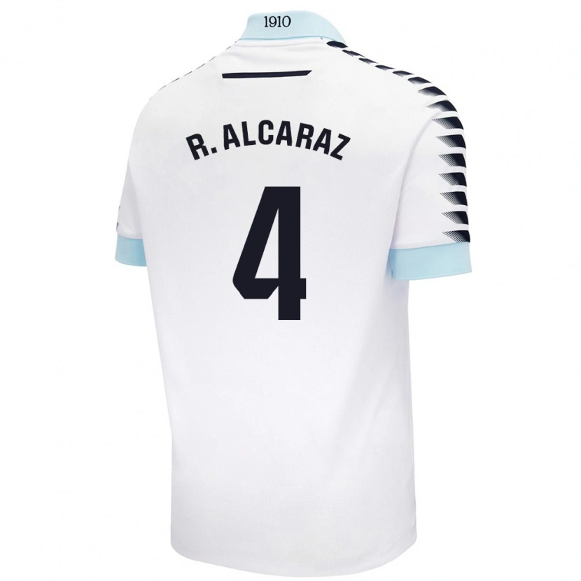 Danxen Kinderen Rubén Alcaraz #4 Wit Blauw Uitshirt Uittenue 2024/25 T-Shirt