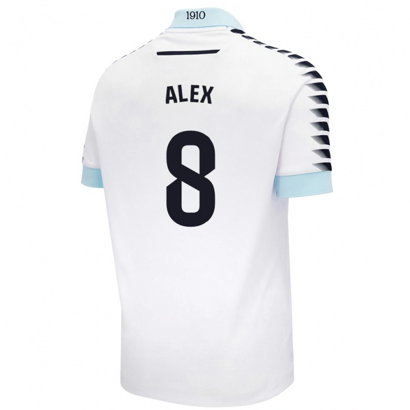 Danxen Kinderen Álex Fernández #8 Wit Blauw Uitshirt Uittenue 2024/25 T-Shirt