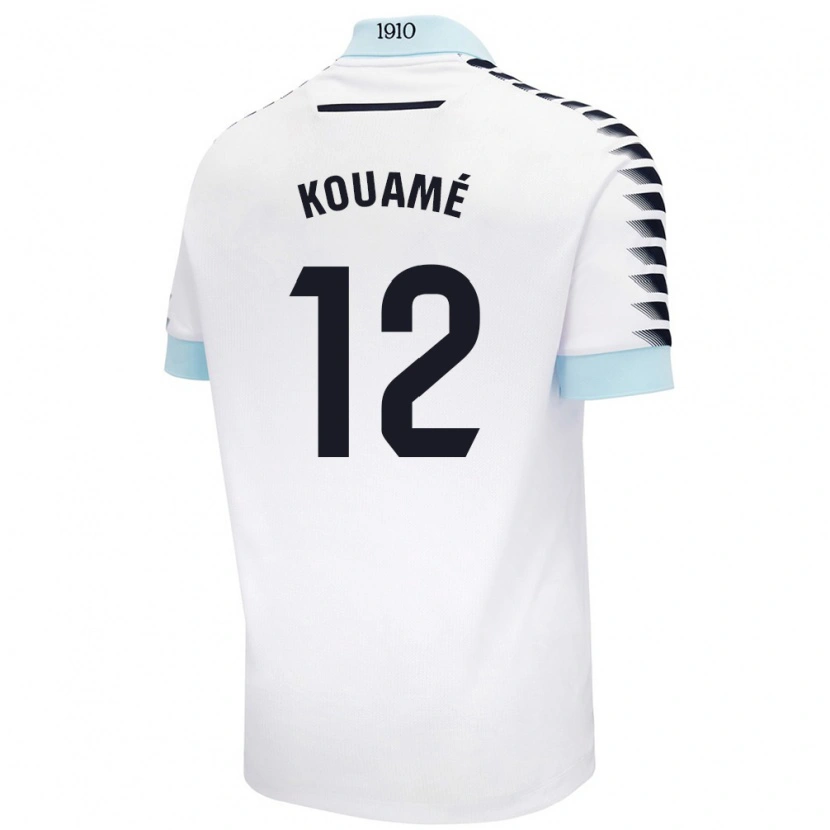 Danxen Kinderen Rominigue Kouamé #12 Wit Blauw Uitshirt Uittenue 2024/25 T-Shirt