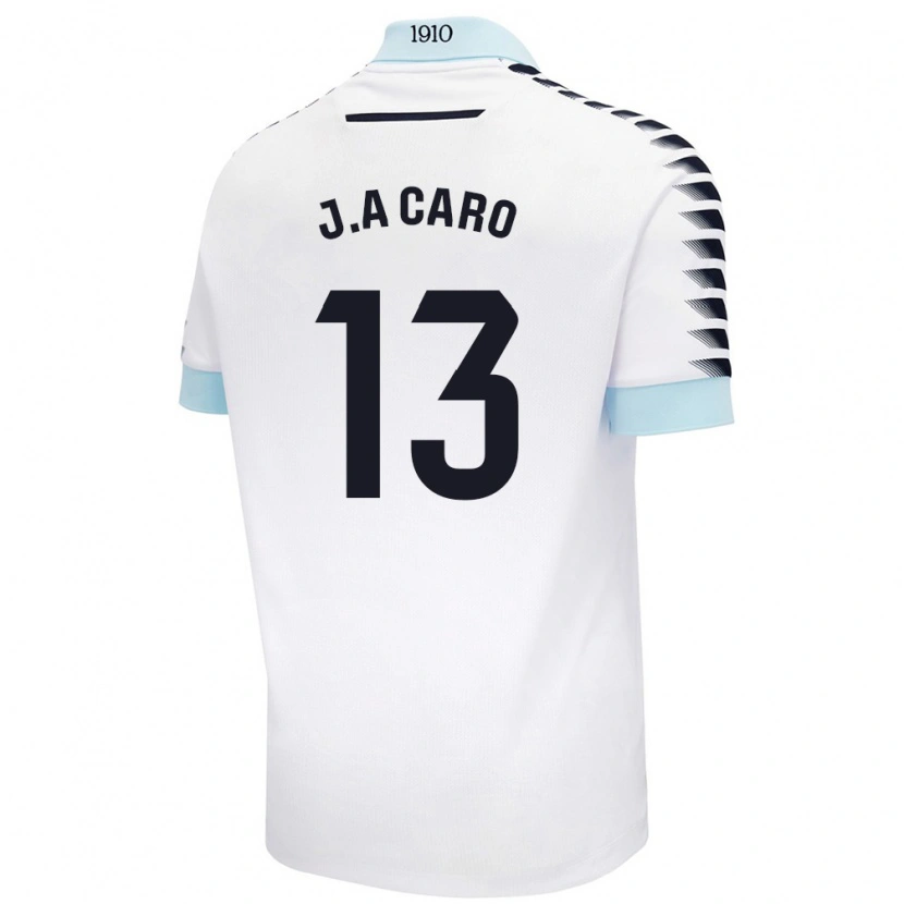 Danxen Kinderen José Antonio Caro #13 Wit Blauw Uitshirt Uittenue 2024/25 T-Shirt