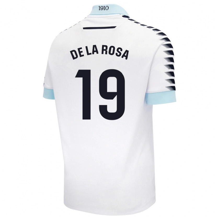 Danxen Kinderen José Antonio De La Rosa #19 Wit Blauw Uitshirt Uittenue 2024/25 T-Shirt