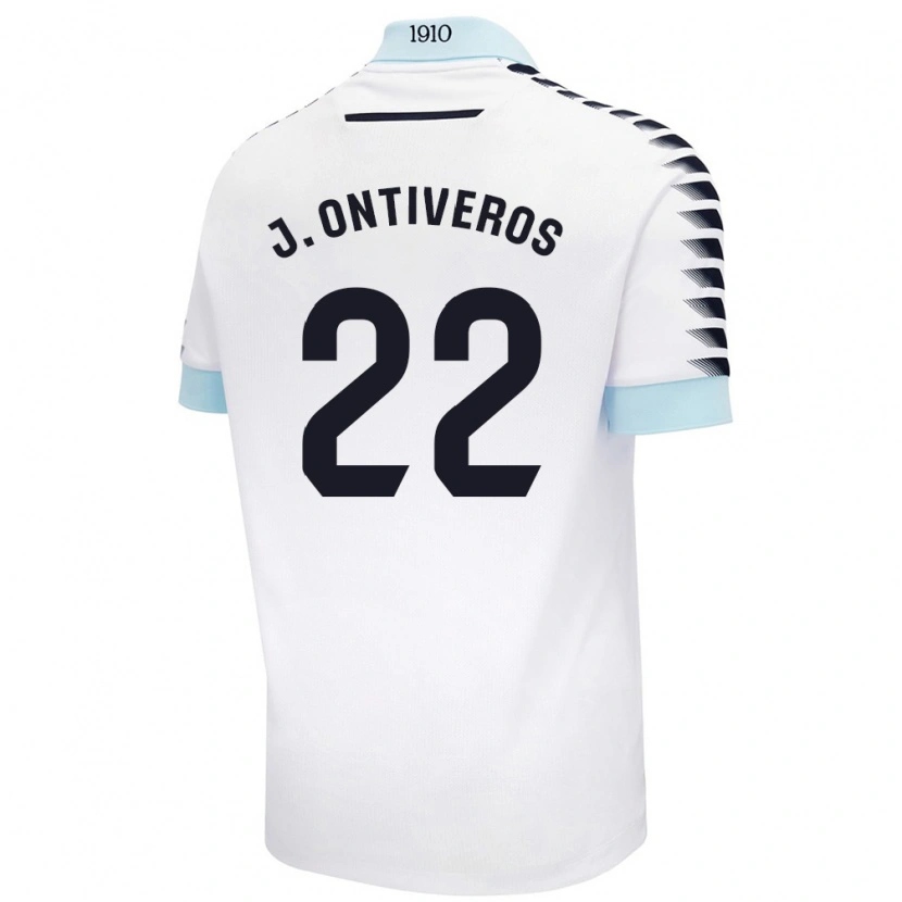 Danxen Kinderen Javi Ontiveros #22 Wit Blauw Uitshirt Uittenue 2024/25 T-Shirt