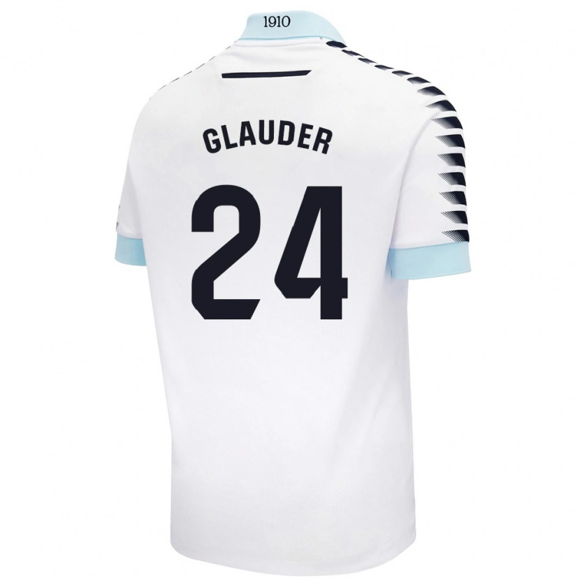 Danxen Kinderen Cristian Glauder #24 Wit Blauw Uitshirt Uittenue 2024/25 T-Shirt