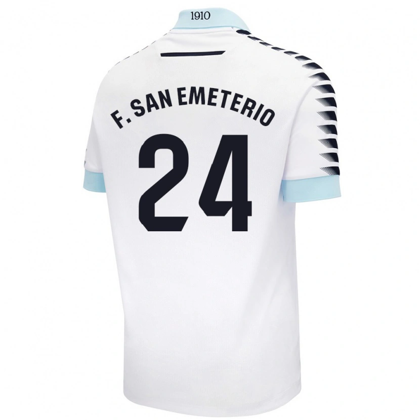 Danxen Kinderen Fede San Emeterio #24 Wit Blauw Uitshirt Uittenue 2024/25 T-Shirt