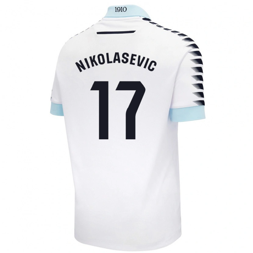 Danxen Kinderen Mirko Nikolasevic #17 Wit Blauw Uitshirt Uittenue 2024/25 T-Shirt