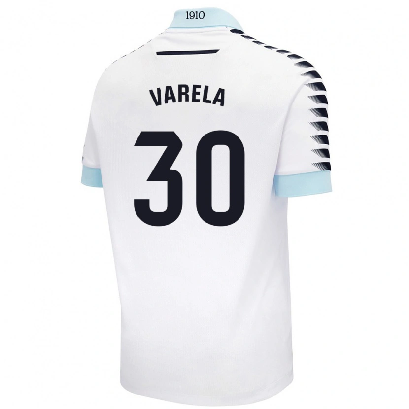 Danxen Kinderen Brandon Varela #30 Wit Blauw Uitshirt Uittenue 2024/25 T-Shirt