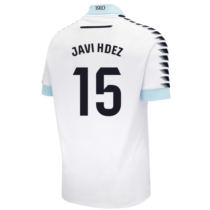 Danxen Kinderen Javi Hernández #15 Wit Blauw Uitshirt Uittenue 2024/25 T-Shirt