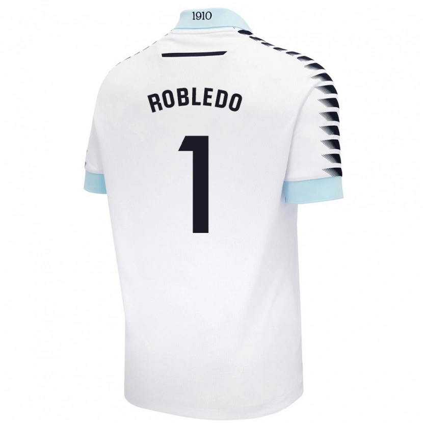 Danxen Kinderen Robledo #1 Wit Blauw Uitshirt Uittenue 2024/25 T-Shirt