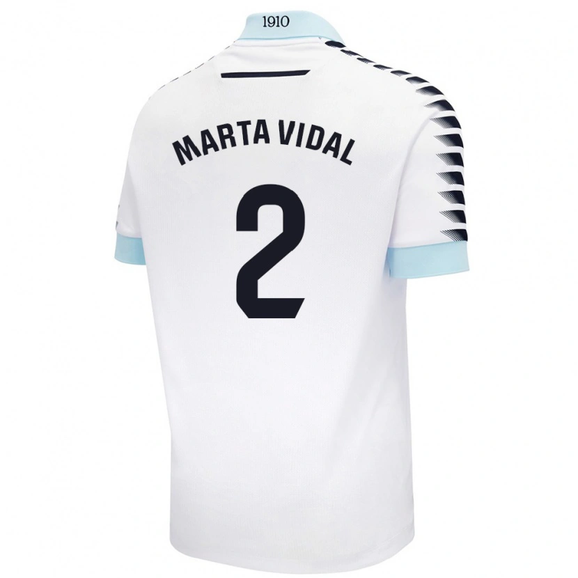 Danxen Kinderen Marta Vidal Vela #2 Wit Blauw Uitshirt Uittenue 2024/25 T-Shirt