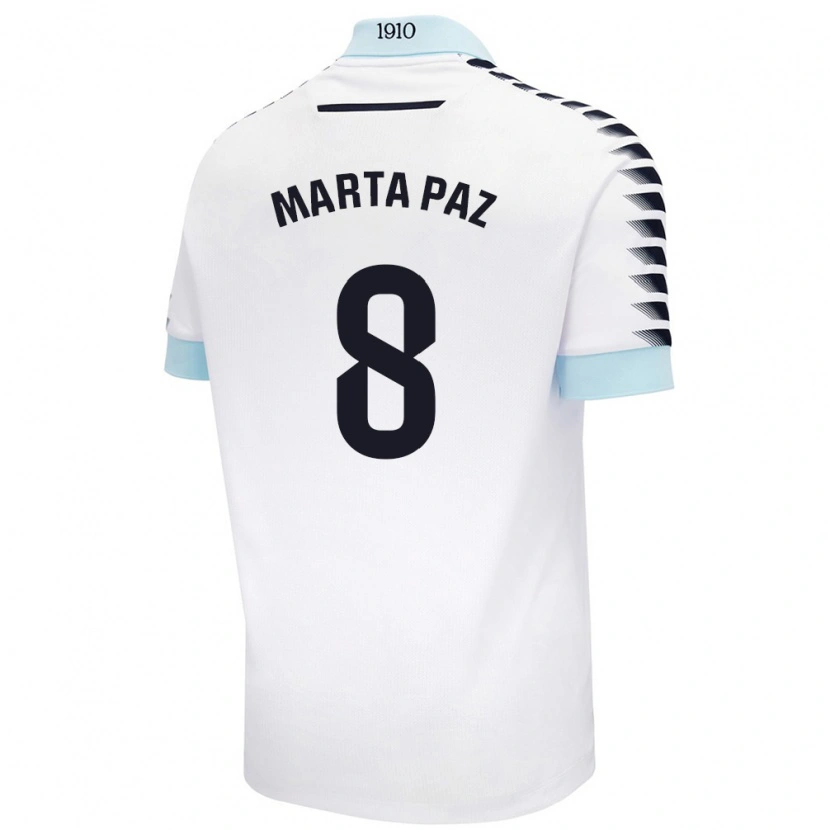 Danxen Kinderen Marta Milagros Paz Cruz #8 Wit Blauw Uitshirt Uittenue 2024/25 T-Shirt