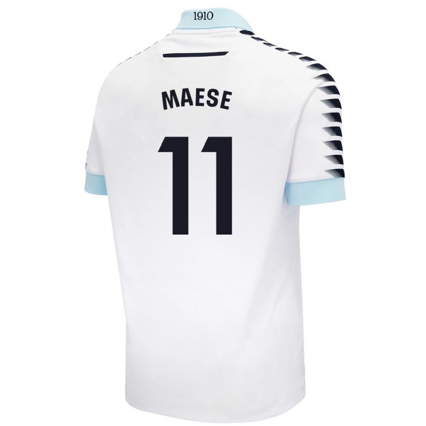 Danxen Kinderen María Del Carmen Maese Gaitán #11 Wit Blauw Uitshirt Uittenue 2024/25 T-Shirt