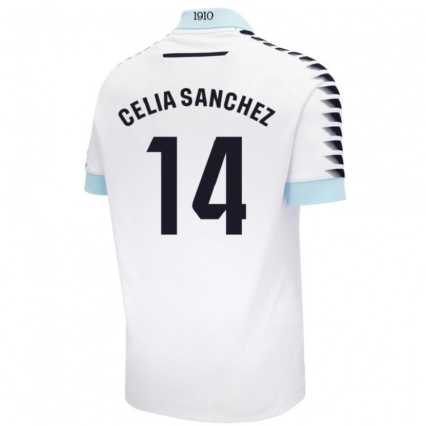 Danxen Kinderen Celia Sánchez García #14 Wit Blauw Uitshirt Uittenue 2024/25 T-Shirt