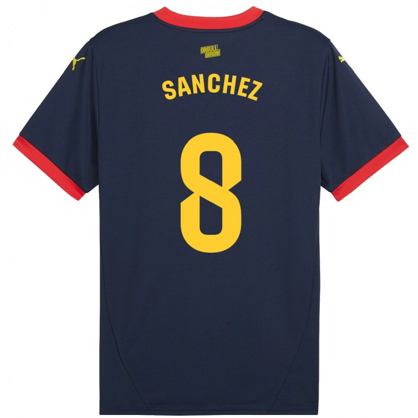 Danxen Kinderen Miguel Ángel Sánchez #8 Marineblauw Uitshirt Uittenue 2024/25 T-Shirt