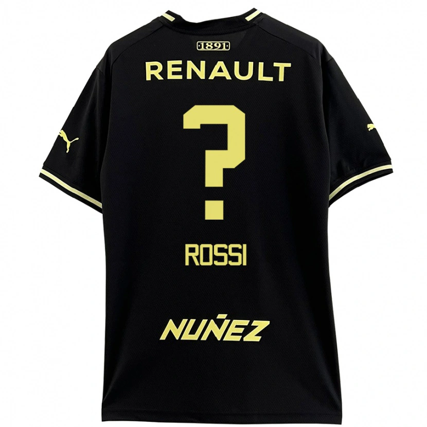 Danxen Kinderen Nicolás Rossi #0 Zwart Geel Uitshirt Uittenue 2024/25 T-Shirt