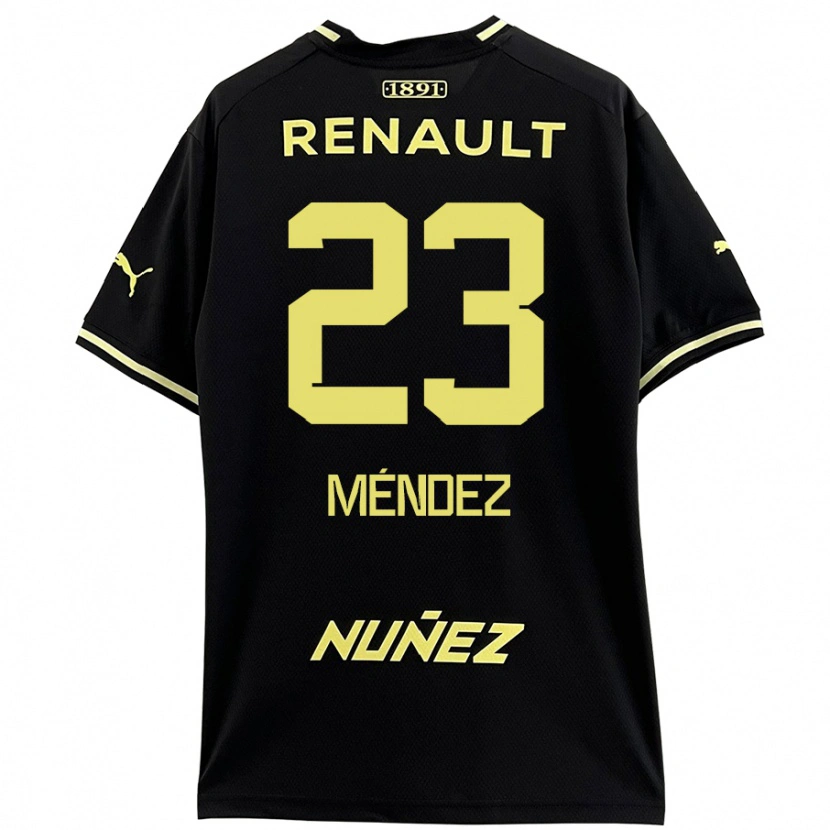 Danxen Kinderen Javier Méndez #23 Zwart Geel Uitshirt Uittenue 2024/25 T-Shirt