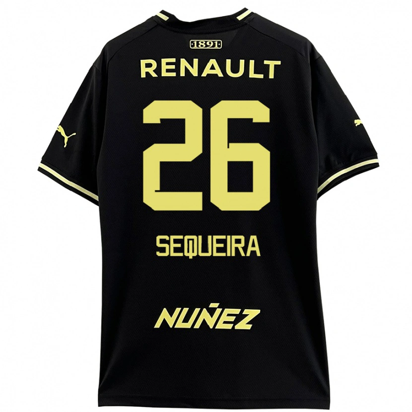 Danxen Kinderen Leonardo Sequeira #26 Zwart Geel Uitshirt Uittenue 2024/25 T-Shirt