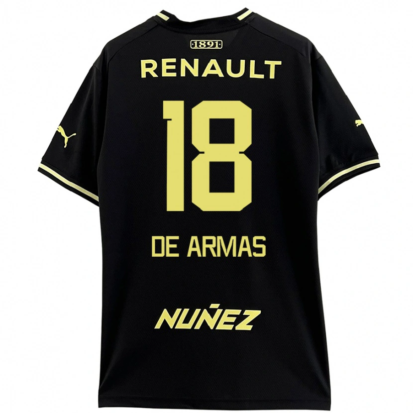 Danxen Kinderen Nahuel De Armas #18 Zwart Geel Uitshirt Uittenue 2024/25 T-Shirt