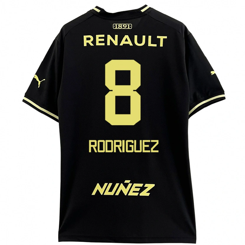 Danxen Kinderen Sebastián Rodríguez #8 Zwart Geel Uitshirt Uittenue 2024/25 T-Shirt