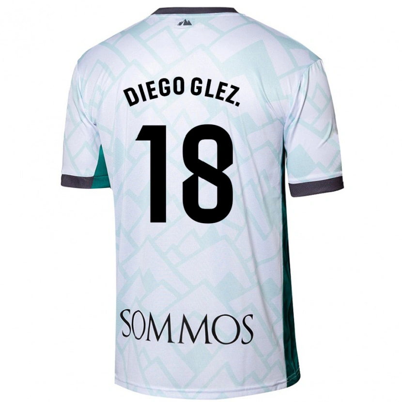 Danxen Kinderen Diego González #18 Wit Groen Uitshirt Uittenue 2024/25 T-Shirt