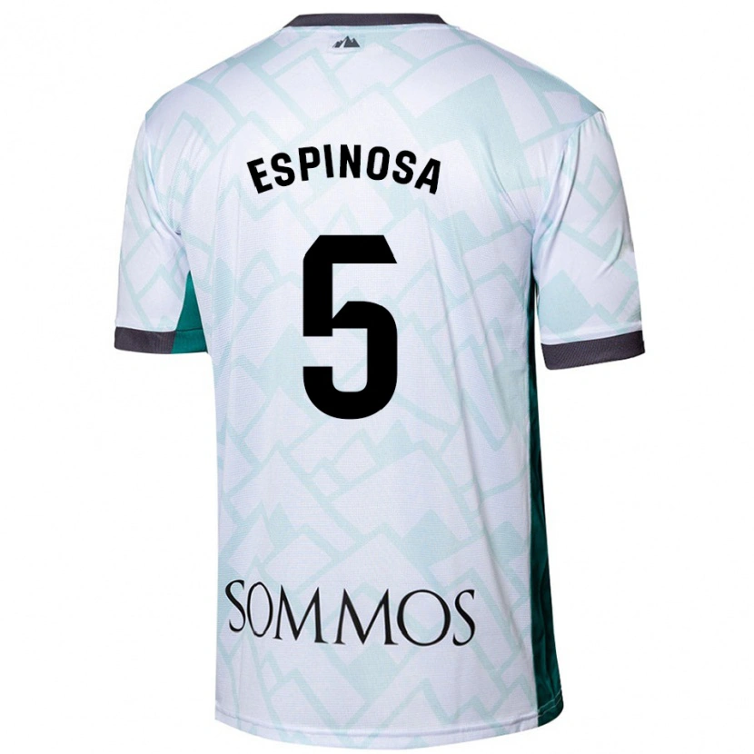 Danxen Kinderen Diego Espinosa #5 Wit Groen Uitshirt Uittenue 2024/25 T-Shirt