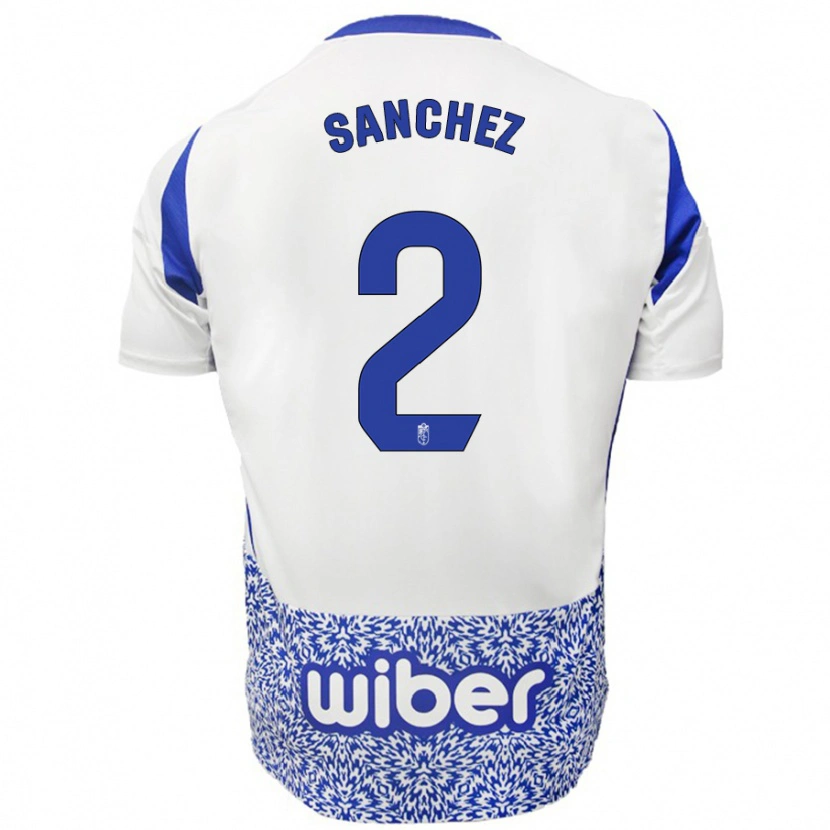 Danxen Kinderen Rubén Sánchez #2 Wit Blauw Uitshirt Uittenue 2024/25 T-Shirt